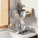 Kitchen 304 stainless steel drain rack bowl drying rack dish rack narrow edge ultra-narrow single-layer pool bowl and chopsticks plate storage rack