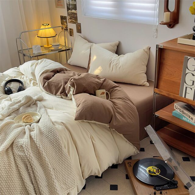 Four-piece set of bed e sheets and bed fittings wash cotton all cotton spring and autumn student dormitory three-piece set of bedding 4
