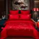 New Chinese wedding four-piece set pure cotton full cotton sheets large B red wedding embroidery dragon and phoenix wedding bed
