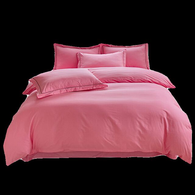 Sweet girl heart four-piece set j cotton pink quilt cover bed sheet 1.5/1.8m bed cover solid color bedding