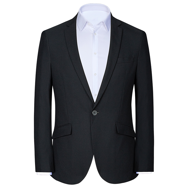 LUO JIAHAN VERSION SLIM ONE-BUTTON BLACK WOOL SUIT MENS PROFESSIONAL WORKWEAR IRON-FREE BRAND CUT TIDE 2675
