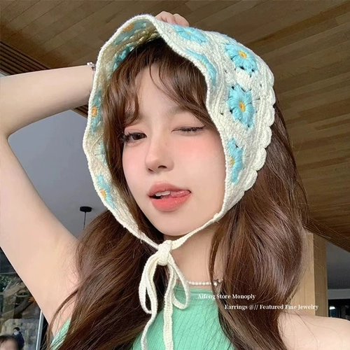 Кружевной платок, шарф, ретро трикотажный этнический аксессуар для волос для принцессы, повязка на голову, французский стиль, этнический стиль