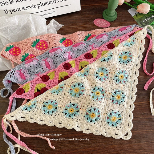 Кружевной платок, шарф, ретро трикотажный этнический аксессуар для волос для принцессы, повязка на голову, французский стиль, этнический стиль