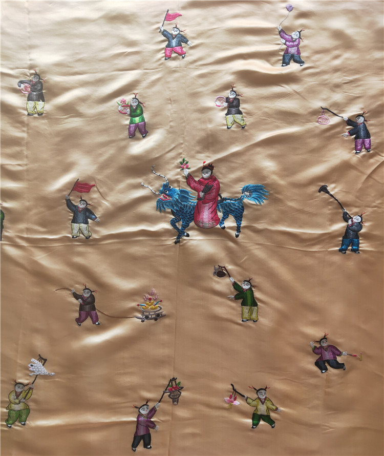 기린의 아이 선물 그림 민속 맞춤 테마 오래된 자수 개인 컬렉션 소주 자수 외화 수입 시대의 고급 새틴 웨딩 퀼트