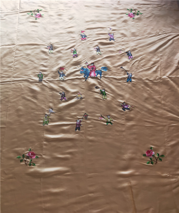 기린의 아이 선물 그림 민속 맞춤 테마 오래된 자수 개인 컬렉션 소주 자수 외화 수입 시대의 고급 새틴 웨딩 퀼트