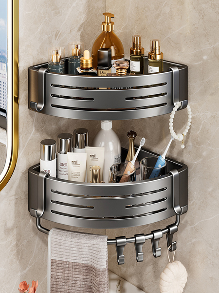 浴室置物架卫生间三角置物架专用墙角转角三角篮厕所免打孔洗手间