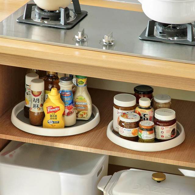 Kitchen seasoning rack storage rack rotatable round finishing box soy sauce vinegar seasoning bottle storage without hole punching