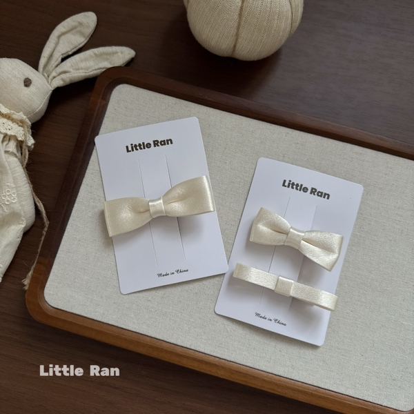 little Ran经典奶白色蝴蝶结发夹女童可爱风发饰儿童生日周岁发夹