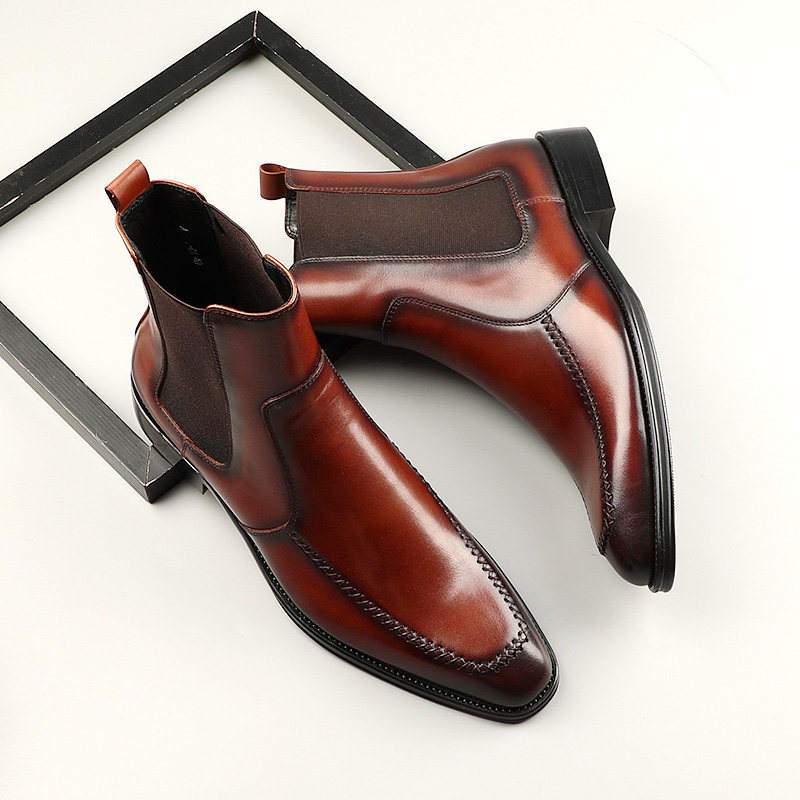 2020 NEW CHELSEA BOOTS MENS LEATHER SLEEVE BOOTIES AUTUMN BUSINESS FORMAL WEAR MENS BOOTS BRITISH MENS LEATHER BOOTS TIDE