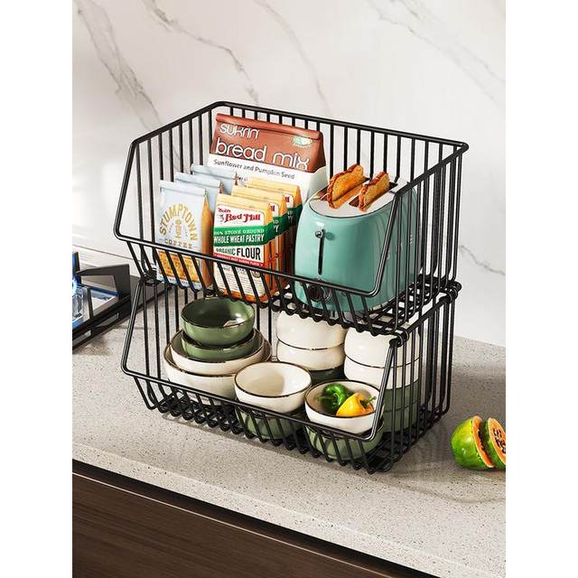 Vegetable basket kitchen storage rack against the wall and floor-to-ceiling multi-layer vegetable and fruit countertop corner storage supplies household push cart