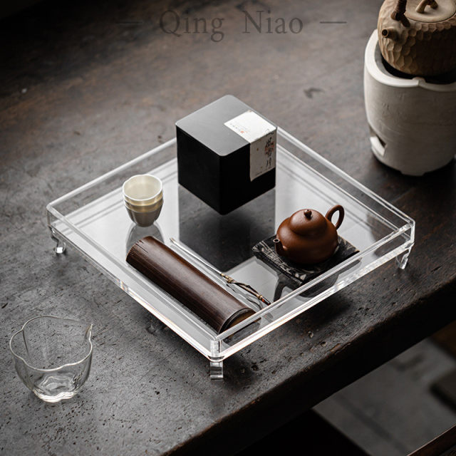 Acrylic modern light luxury transparent dry brewing tray cover bowl teapot tray pot tea tray tea tray tea set storage tea