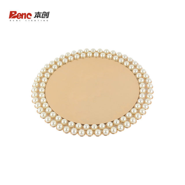 European style foreign trade light luxury pearl metal tray living room coffee table entrance storage tray tea tray ornament decoration