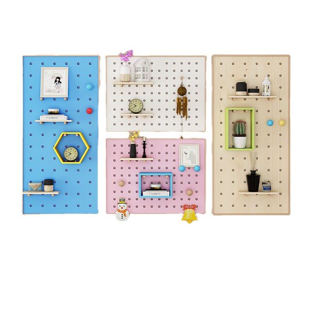 Solid wood hole board living room entrance wooden partition board accessories wall cover storage placement direct sales