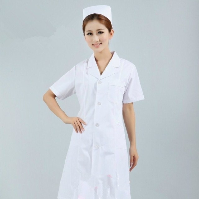 나이팅게일 여의사복 보건학교 실험가운 간호사복 반팔 흰색 하복 약국복 흰색 가운