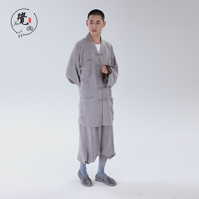 JUEPAI MONK CLOTHES COTTON AND LINEN SHORT COAT SUITS MENS AND WOMENS SUMMER THIN LINEN GOWNS FOUR SEASONS MONK CLOTHES LAY CLOTHES LINEN