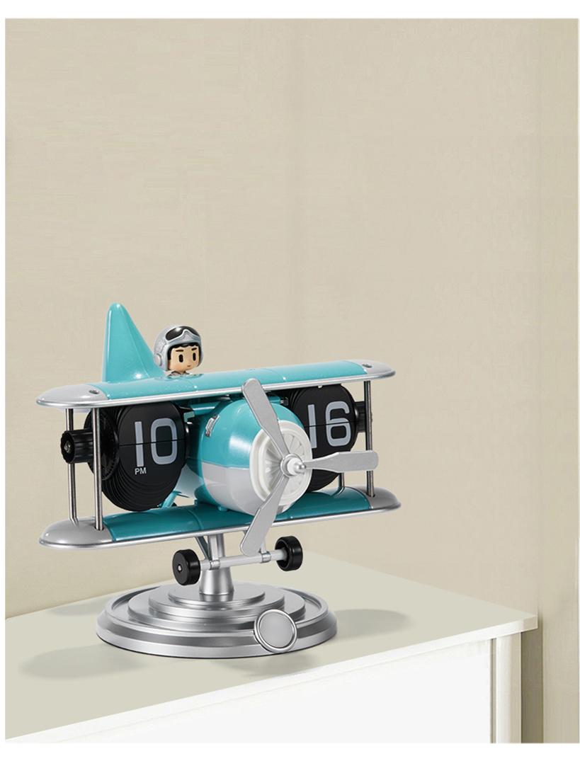 TIME LEAP AIRPLANE FLIP CLOCK CREATIVE TABLETOP MECHANICAL FLIP CLOCK HOUSEHOLD LIVING ROOM PENDULUM CLOCK DECORATIVE CLOCK