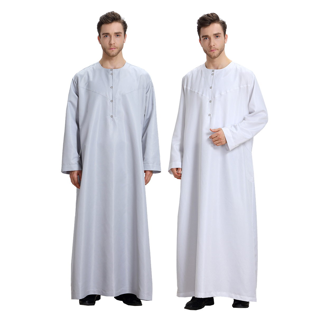 MIDDLE EASTERN ARABIC MENS PLAIN COLOR ROUND NECK LONG SLEEVED ROBE TH808