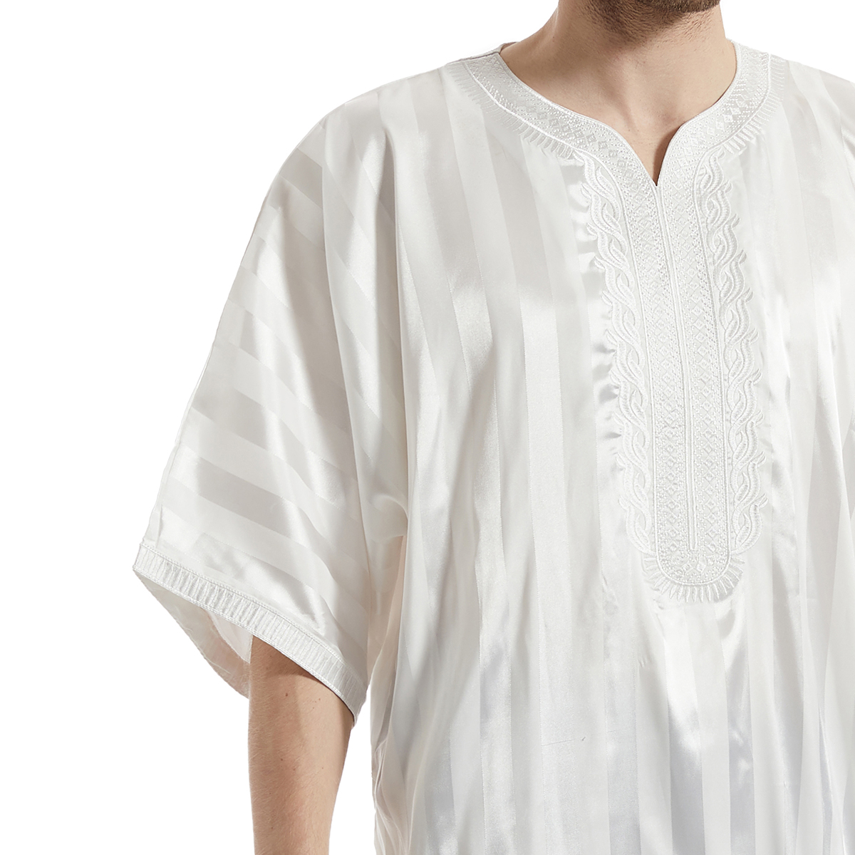 MIDDLE EAST ARAB DUBAI HUI ETHNIC COSTUME STRIPED MIDDLE SLEEVE EMBROIDERY MENS MENS ROBE TH826