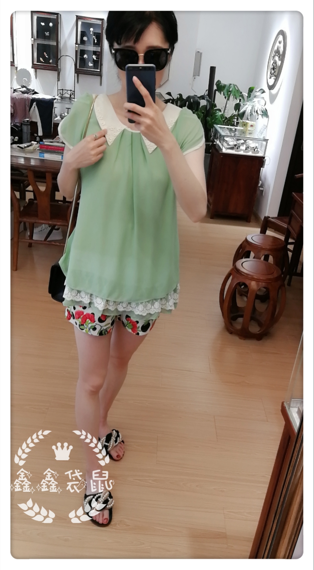 누에고치 사랑 여름 반팔 라운드 넥 시폰 비즈 출산 착용 단색 짧은 레이디 탑 티셔츠 캐주얼