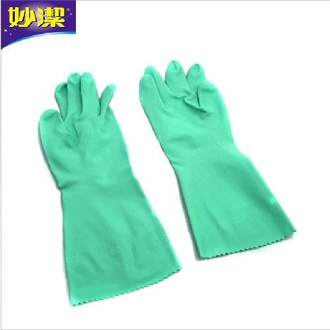 MIAOJIE GENUINE DEXTEROUS VELVET RUBBER HOUSEWORK DISHWASHING GLOVES ANTI-SLIP WEAR-RESISTANT LARGE MEDIUM AND SMALL 10