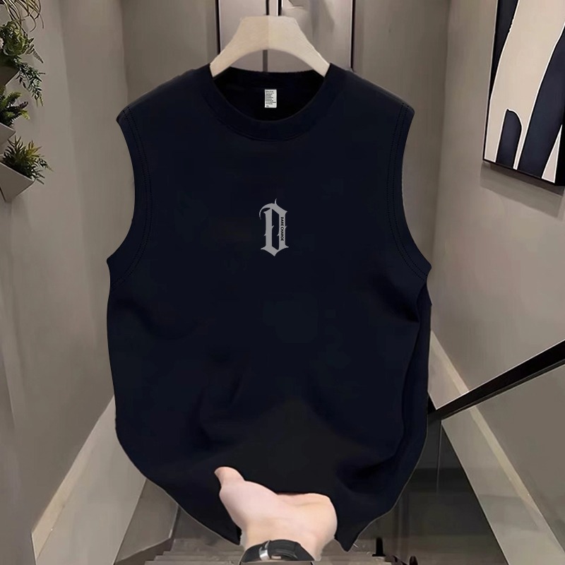 OVERSEAS ORDER TAIL GOODS CUT THE LABEL TO WITHDRAW THE FOREIGN TRADE SUMMER FASHION TREND SHOULDER VEST MENS AND WOMENS COTTON SLEEVELESS T-SHIRT