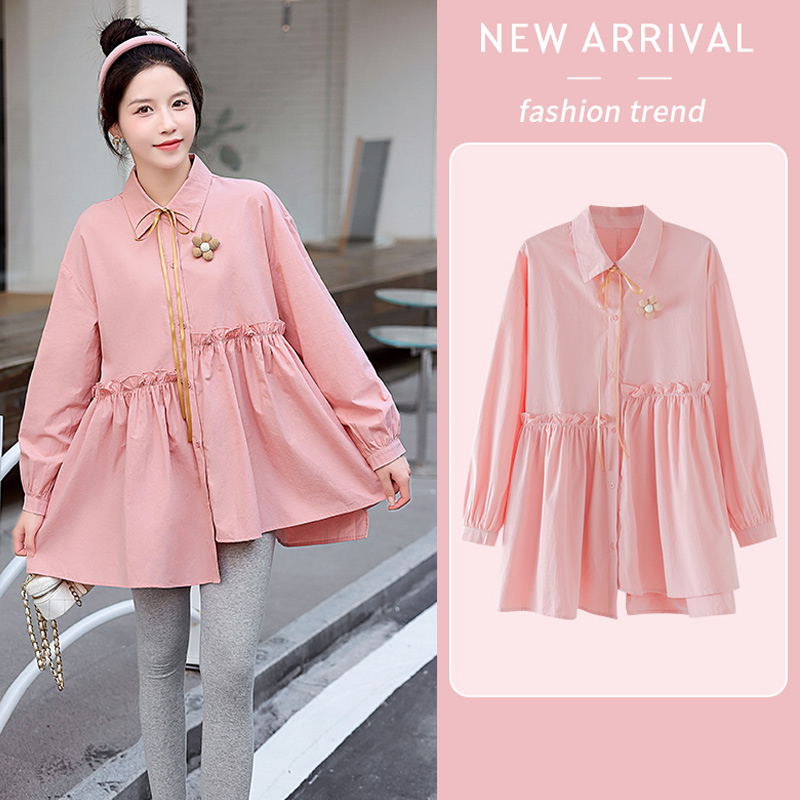 MATERNITY SPRING SHIRT FASHION SUIT OUT 2024 NEW LOOSE AUTUMN LONG SLEEVE TOP SHIRT FEMALE