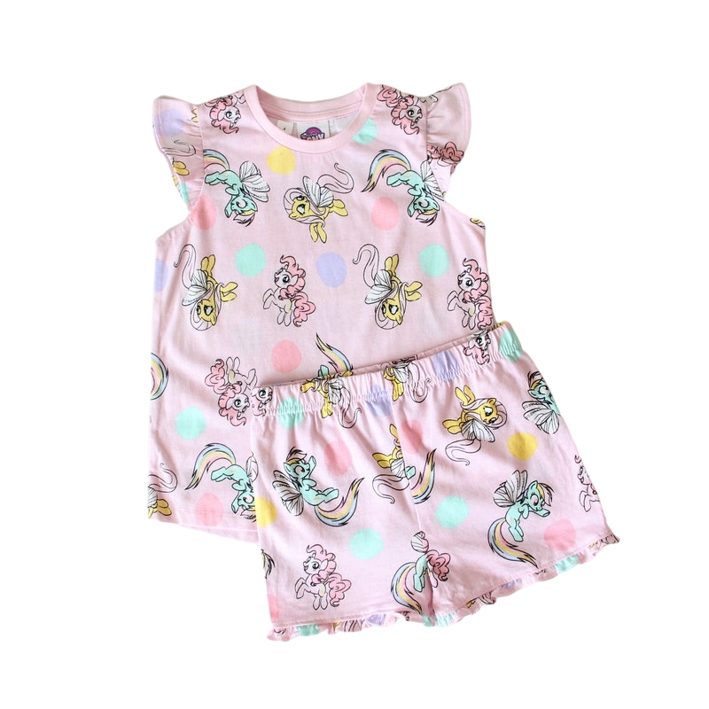 AUSTRALIAN FOREIGN TRADE SINGLE CHILDRENS CLOTHING GIRLS SUMMER PONY PINK PRINT CARTOON COTTON VEST SHORTS PAJAMAS LOUNGEWEAR