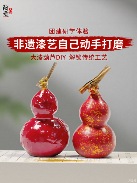非遗文化漆器大漆葫芦手工diy材料包漆珠半成品研学体验葫芦挂件