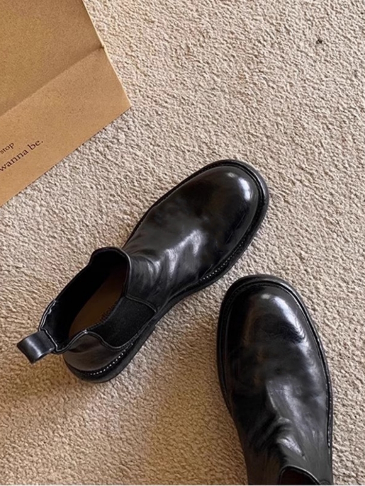 COWHIDE VERSION MARTIN BOOTS WOMENS BRITISH STYLE 2023 NEW VINTAGE VINTAGE VINTAGE CHELSEA BOOTS LEATHER BOOTS SMOKE TUBE BOOTS