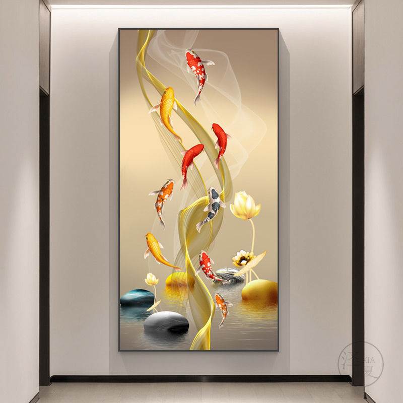 다이아몬드로 가득 찬 5D 다이아몬드 페인팅 2021 새로운 입구 통로 물고기 거실 끈적 다이아몬드 스티커 크로스 스티치 복도 매년 이상