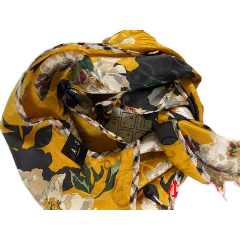 JAPANESE AUTHENTIC DAKS SILK COTTON HANDKERCHIEF SQUARE SCARF HANDKERCHIEF GORGEOUS DARK PATTERN OUT-OF-PRINT COLLECTION CHRISTMAS GIFT