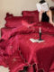 New spring and summer light luxury wedding four-piece set embroidered soft silk cotton jacquard red wedding quilt cover skin-friendly bed sheets bed cover
