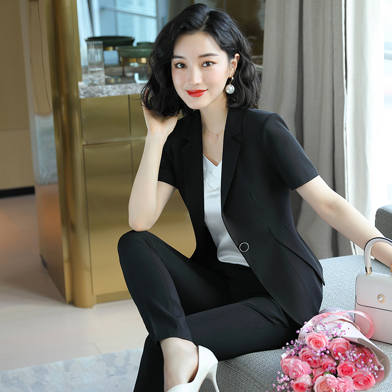 SHORT SLEEVE PROFESSIONAL WEAR SUIT SUIT FEMALE COLLEGE STUDENT INTERVIEW FORMAL WEAR SUMMER FASHION TEMPERAMENT TEACHER WORK UNIFORMS