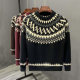 New autumn and winter style personalized printed contrasting color round neck pullover sweater for men's youth versatile fashion casual knitted sweater