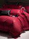 New Chinese style wedding four-piece set pure cotton burgundy quilt cover wedding sheet dowry bedding