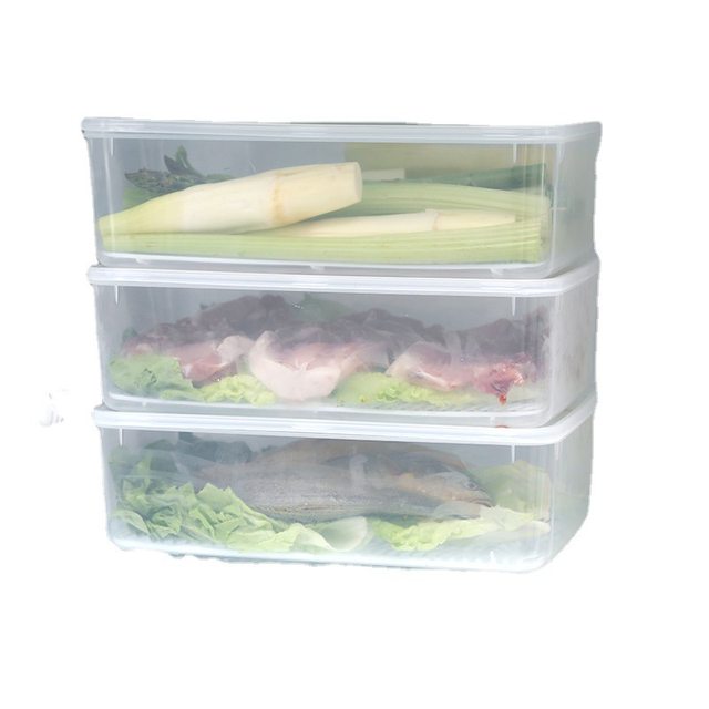 胖东来 厨房鱼盘家用长方形带盖鱼肉冰箱收纳盒密封冷藏盒鱼肉保