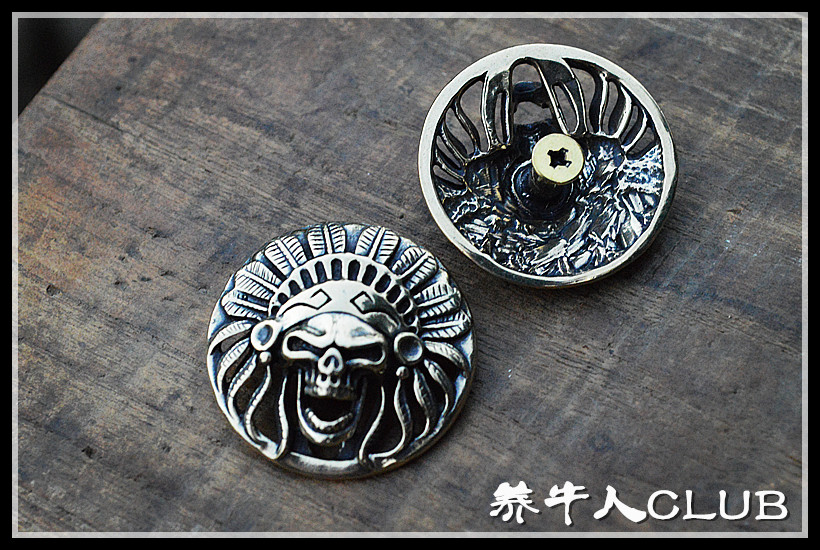 CATTLE BREEDER CLUB HANDMADE DIY BRASS CHOI BUCKLE DECORATIVE CLASP SEAL DIAN HEAD SKULL CHOI BUCKLE