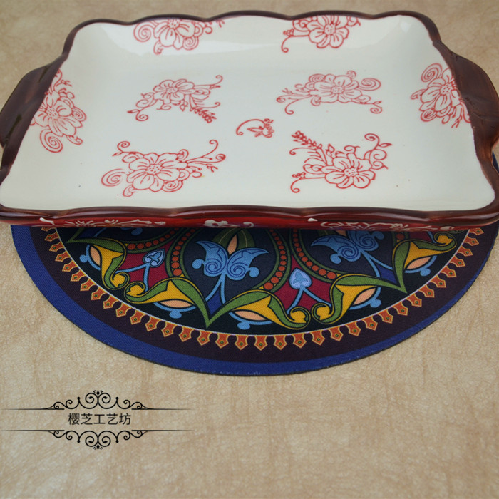 XINJIANG STYLE GIFTS ETHNIC CHARACTERISTICS WIND MOUSE PADS COASTERS ANTI-SCALD PADS TELEPHONE MATS SMALL SQUARE PADS BOWLS ROUND HEAT INSULATION PADS