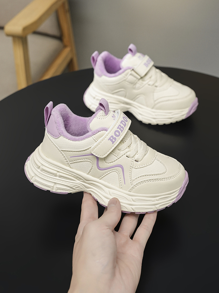 巴布豆童鞋女童运动鞋2026春秋新款皮面防水儿童小白鞋女孩老爹鞋 — 3
