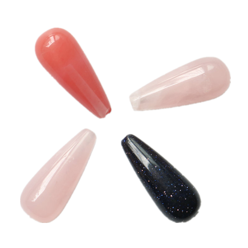 10*25MM NATURAL PINK CRYSTAL WATERMELON JINGNAN SAND HALF-HOLE ROUND WATER DROP BEADS ANCIENT STYLE HAIR HAIRPIN HEAD MATERIAL DIY ACCESSORIES