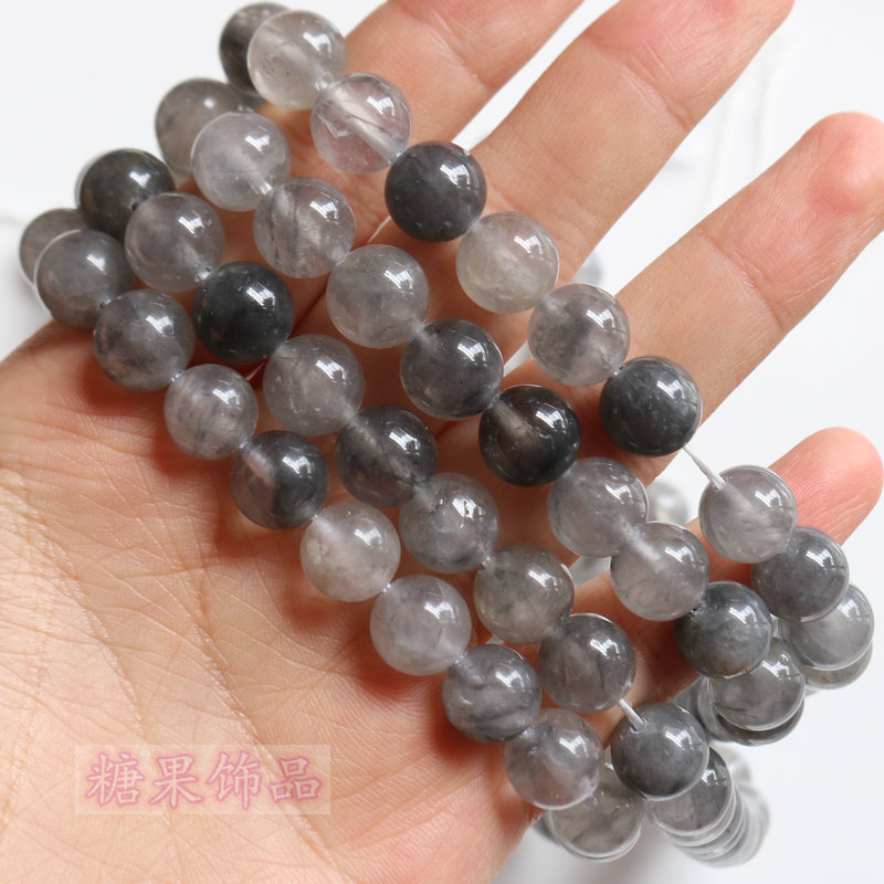 4-10MM NATURAL CLOUD CRYSTAL BEADS GREY CRYSTAL DEVIL CRYSTAL LOOSE BEADS DIY HANDMADE SEMI-FINISHED BEADED ACCESSORIES