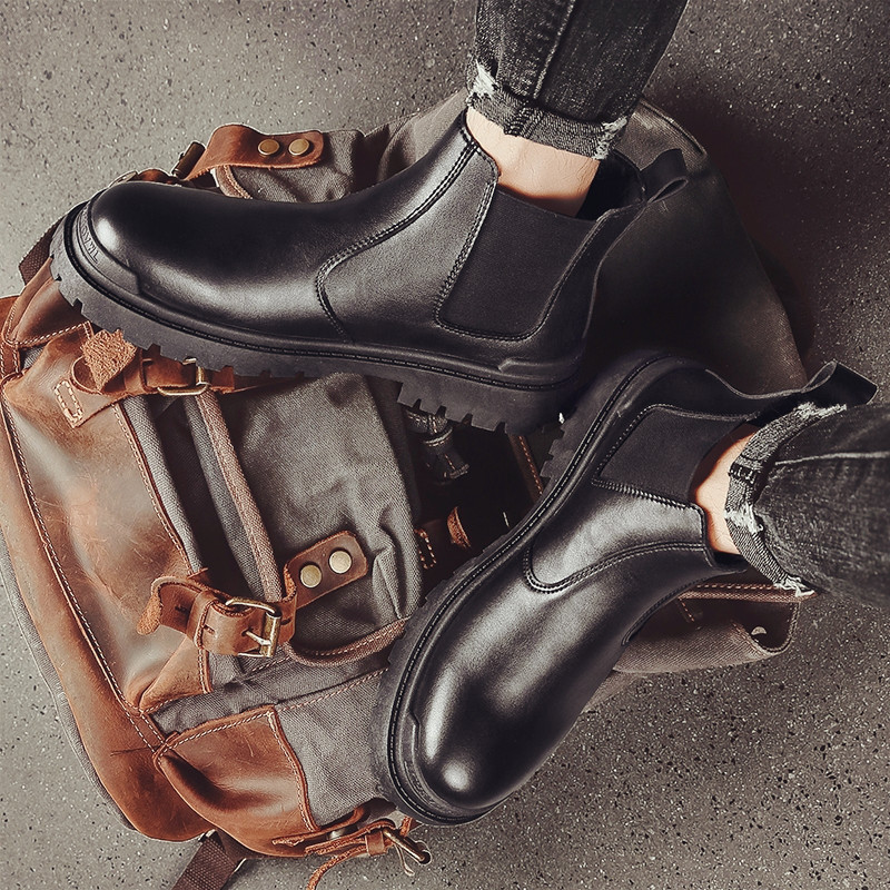 CHELSEA BOOTS MENS WINTER VELVET WARM MARTIN BOOTS HIGH TOP COTTON SHOES LEATHER BOOTS HUIZHOU CHIMNEY BOOTIES WINTER SNOW