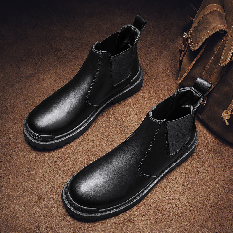 CHELSEA BOOTS MENS WINTER VELVET WARM MARTIN BOOTS HIGH TOP COTTON SHOES LEATHER BOOTS HUIZHOU CHIMNEY BOOTIES WINTER SNOW