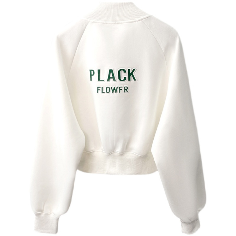 FOREIGN TRADE CUT LABEL REMOVAL CABINET TAIL GOODS THIN ZIPPER SWEATSHIRT WOMENS POCKET DESIGN SENSE SHORT STAND COLLAR CARDIGAN JACKET JACKET