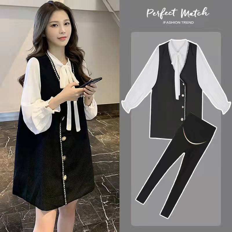 PREGNANT WOMENS SPRING SUITS FASHIONABLE SPRING AND AUTUMN NEW SPRING OUTINGS INTERNET CELEBRITIES LONG-SLEEVED TOPS BASE SHIRTS CASUAL TWO-PIECE SETS