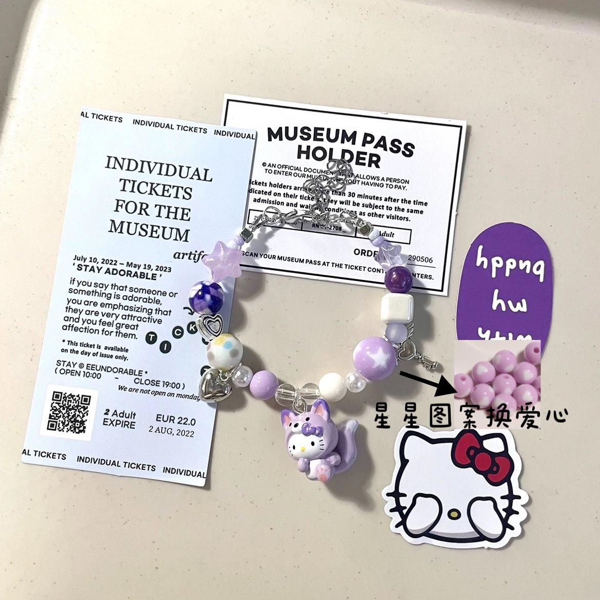 [NOV.66 HANDMADE SHOP]HELLO KITTY BEADED BRACELET ORIGINAL NICHE BIRTHDAY GIFT JEWELRY DIY