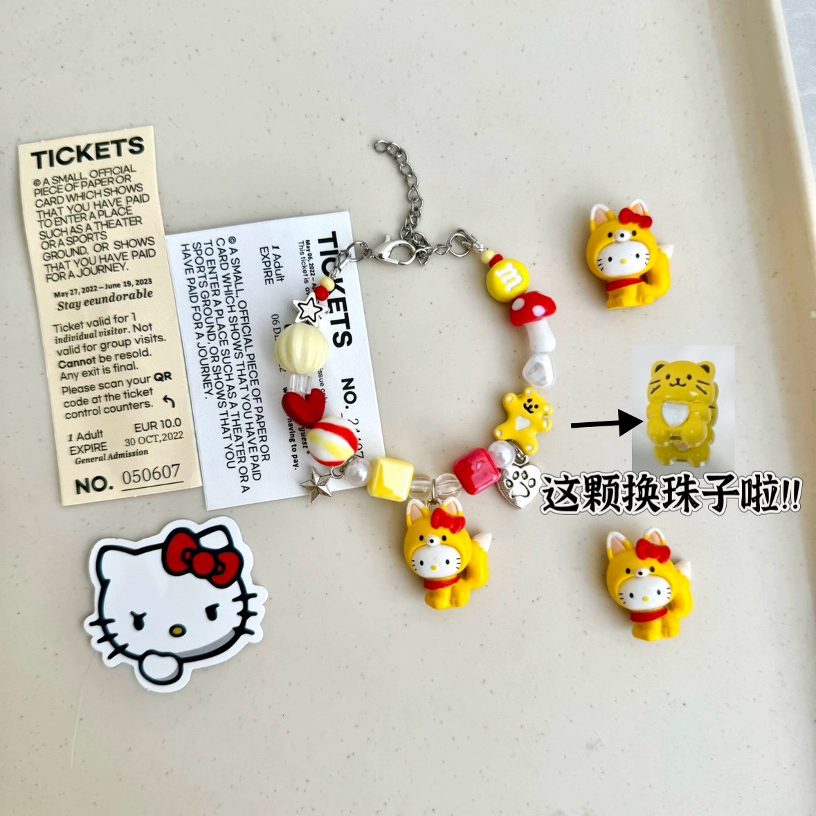 [NOV.66 HANDMADE SHOP]HELLO KITTY BEADED BRACELET ORIGINAL NICHE BIRTHDAY GIFT JEWELRY DIY