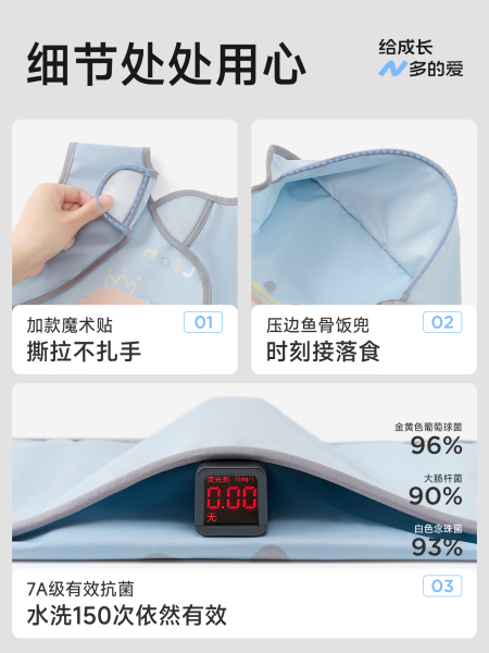 尼多熊春夏宝宝罩衣吃饭防水防脏婴儿辅食围兜反穿衣儿童围裙幼儿 — 4
