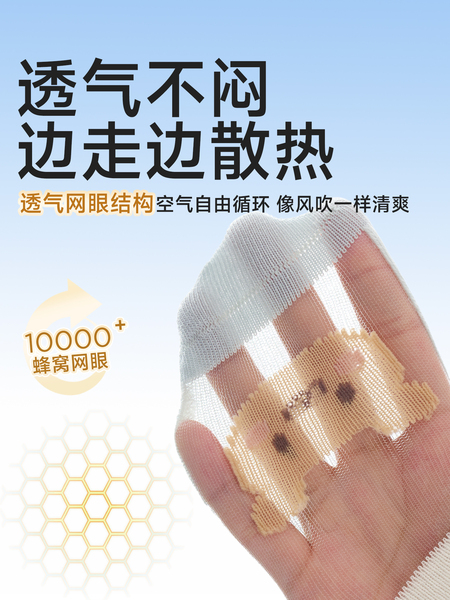尼多熊儿童袜子夏季超薄款棉袜宝宝袜水晶袜冰丝袜男女网眼婴儿袜 — 3