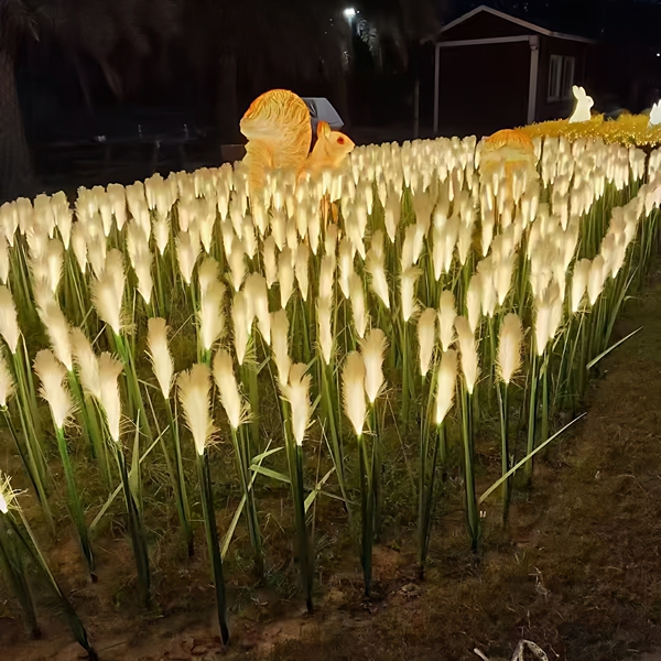 led芦苇灯户外仿真发光蒲苇草夜景工程亮化景观灯防水茅草插地灯